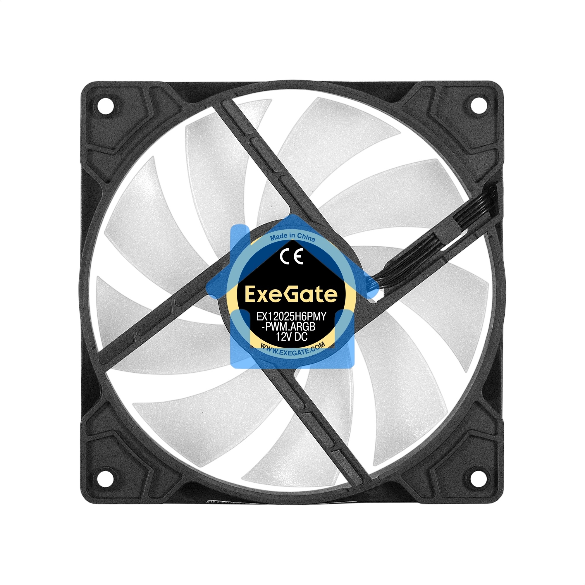 Вентилятор для корпуса ExeGate EX12025H6PMY-PWM.ARGB черный, 120 мм, 1200 об/мин, 33 дБ, 6 pin
