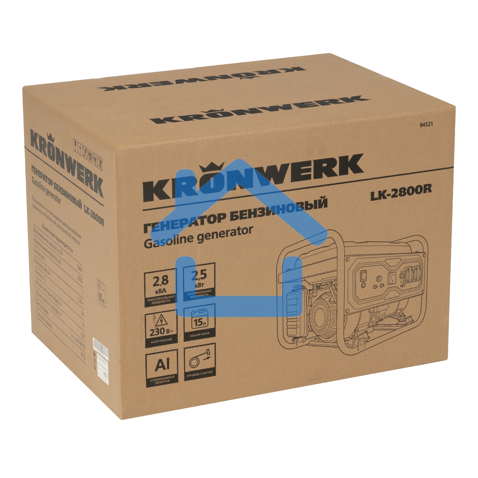 Электрогенератор бензиновый Kronwerk LK-2800R, 2.8 кВт, 65 дБ, 35.8 кг