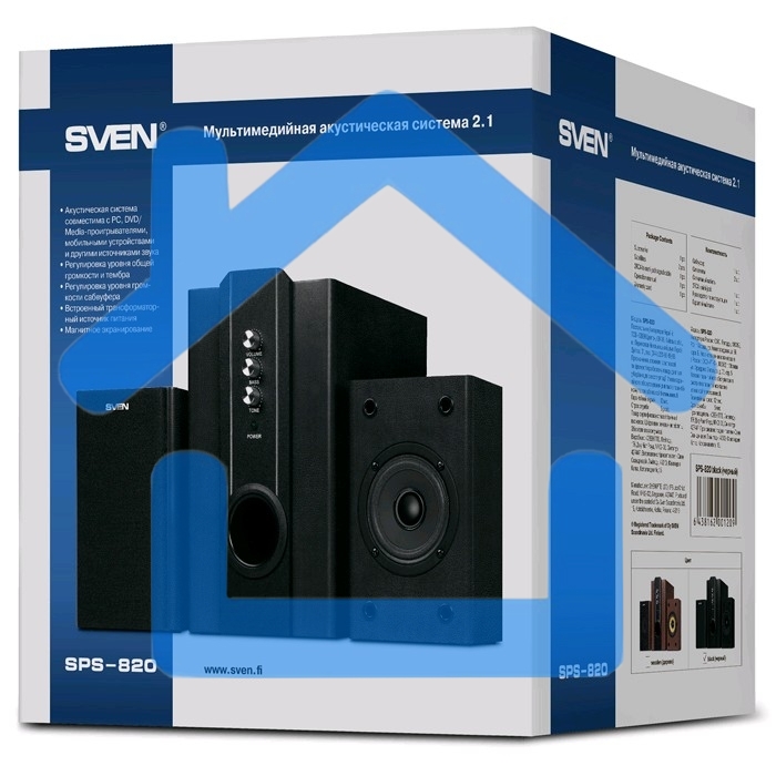 Акустическая система Sven SPS-820 2.1 черный 38Вт