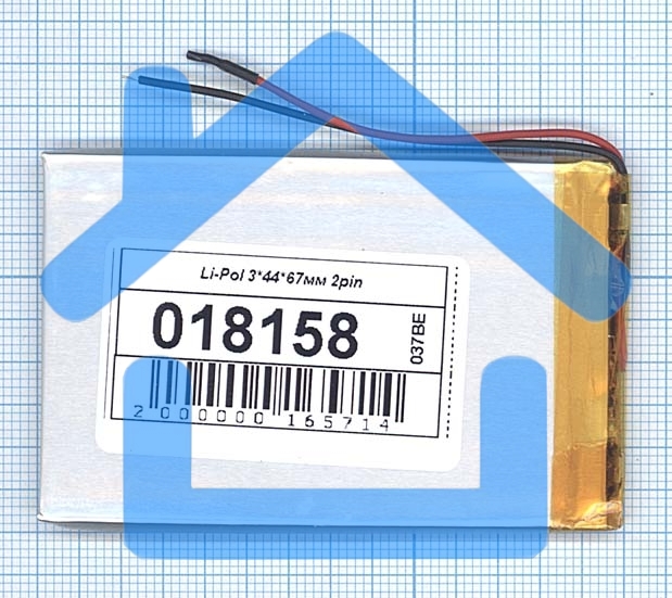 Аккумулятор Li-Pol (батарея) 3*44*67мм 2pin 3.7V/700mAh
