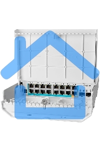 Коммутатор MikroTik netPower 15FR with 800MHz CPU, 256MB RAM, 16 x 10/100Mbps Ethernet ports (15 with Reverse POE-in, 1 with PoE-OUT), 2 x SFP, RouterOS L5 or SwitchOS (dual boot), outdoor enclosure, mounting ki