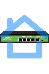Коммутатор Digma DSP204G-1G-T80 (L2) 5x1Gbит/с 4PoE 4PoE+ 1PoE++ 80W неуправляемый