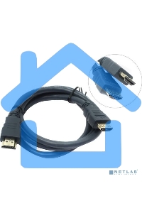 Кабель HDMI CP-HM-HM-1M Wize,1 м, v.2.0, K-Lock, soft cable, 19M/19M, позол.разъемы, экран, темно-серый, пакет