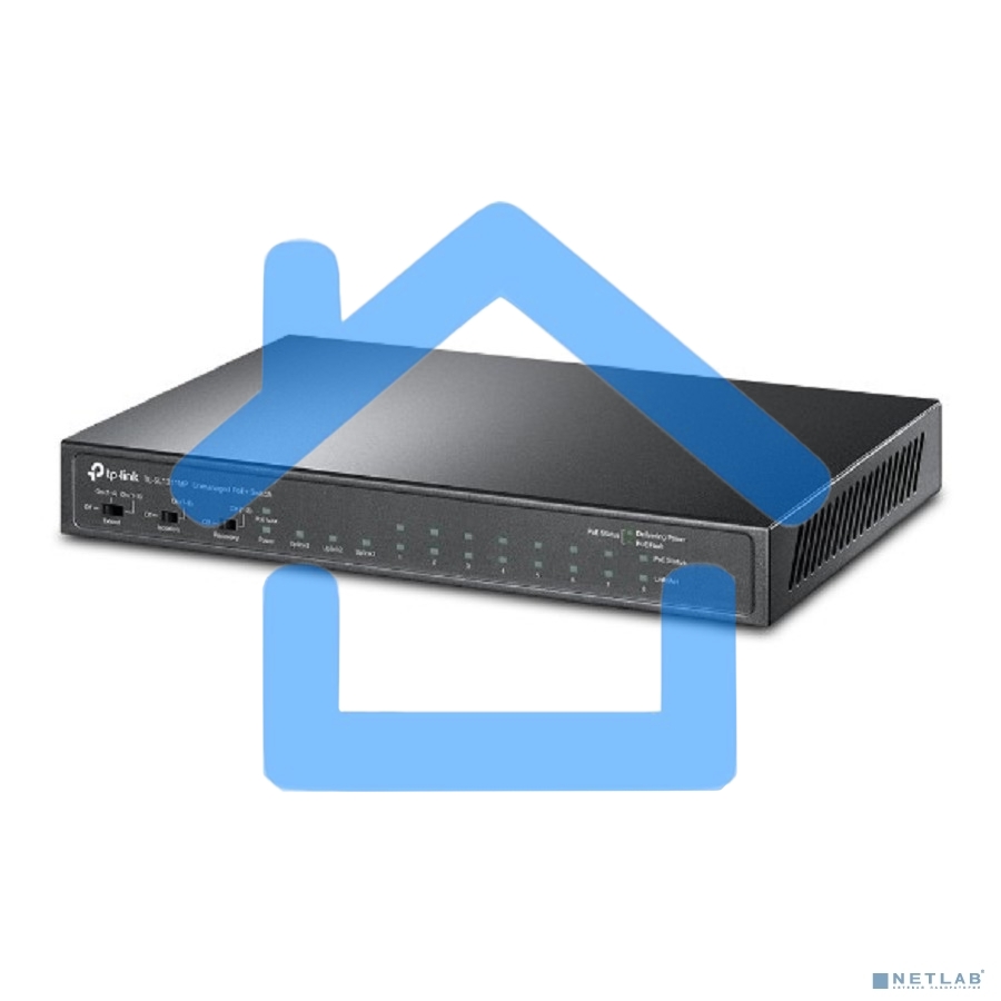 Коммутатор TP-Link 8-port 10/100Mbps Unmanaged PoE switch, 2 Gb RJ45 + 1 Gb SFP uplinks, PoE budget up to 124W