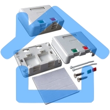 Коробка настенная Lanmaster SA на 2 модуля keystone с защитными шторками LAN-SA2/S-WH