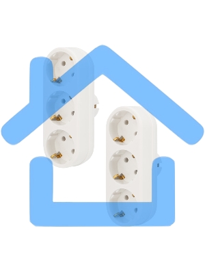 Набор тройников электрических линейных Rexant 16 А с заземлением, белый (2 шт./уп.)