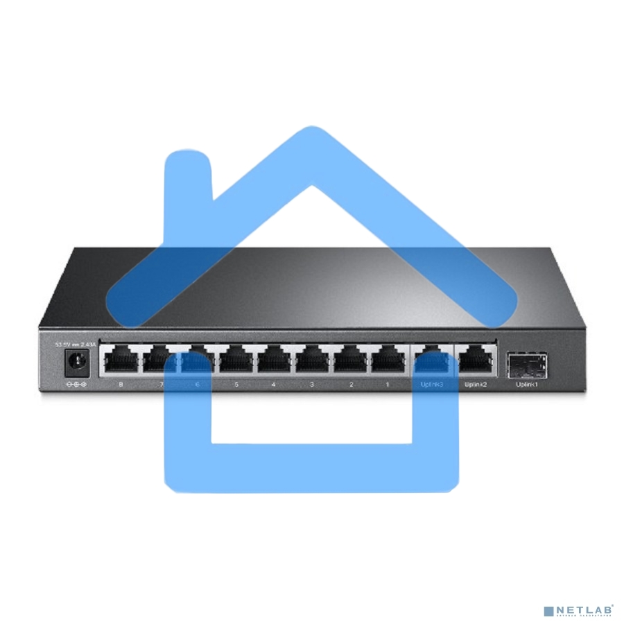 Коммутатор TP-Link 8-port 10/100Mbps Unmanaged PoE switch, 2 Gb RJ45 + 1 Gb SFP uplinks, PoE budget up to 124W