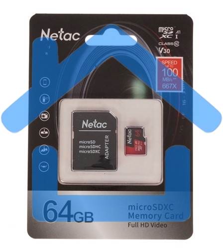 Флеш карта MicroSD card Netac P500 Extreme Pro 64Gb, retail version w/SD adapter