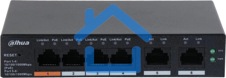 Коммутатор Dahua DH-CS4006-4GT-60 (L2) 4x1Гбит/с 2xКомбо(1000BASE-T/SFP) 60W управляемый