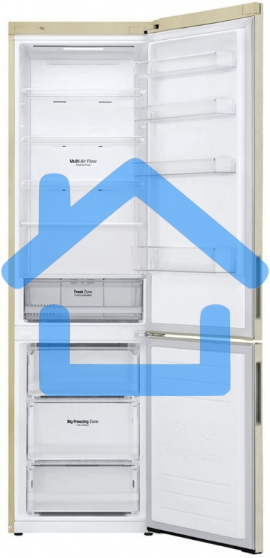 Холодильник LG GA-B509CECL бежевый, двухкамерный, 277/107л, морозилка снизу, No Frost