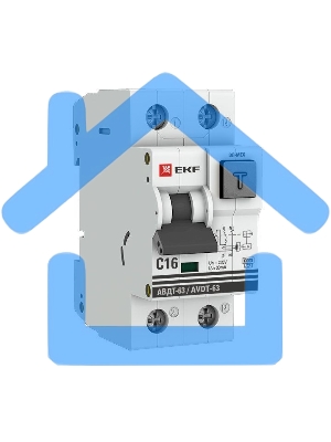 Выключатель автоматический дифференциального тока АВДТ-63 EKF DA63-16-30 16А/30мА (характеристика C, эл-мех тип A) 6кА EKF PROxima