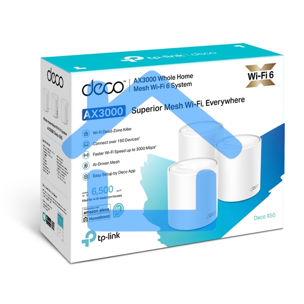 Бесшовный Mesh роутер TP-Link Deco X50(3-Pack) AX3000 10/100/1000BASE-TX (упак.:3шт)