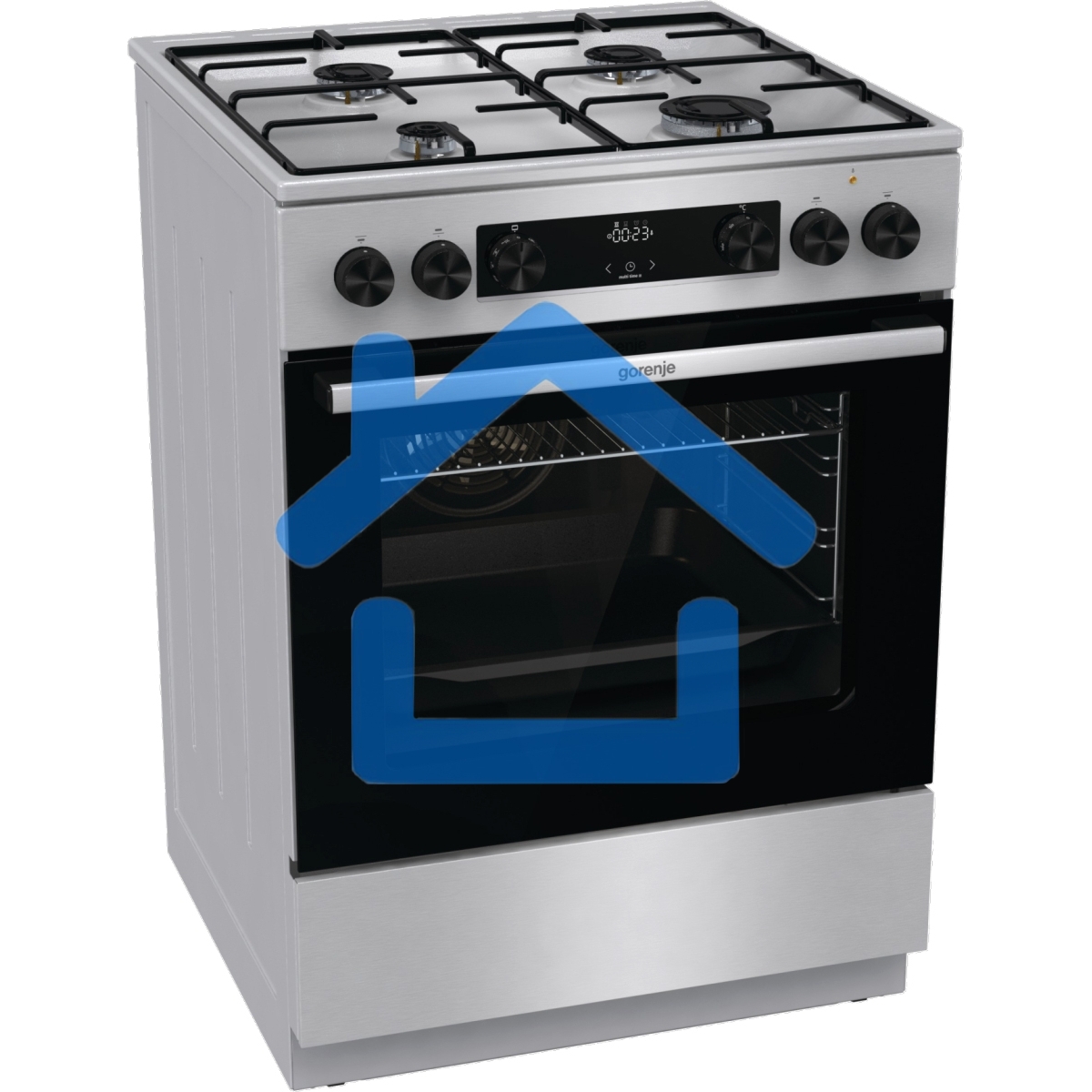Плита комбинированная Gorenje GKS6C70XJ серый, конфорок 4 газовых, духовка 71 л, 60 см x 85 см x 60 см