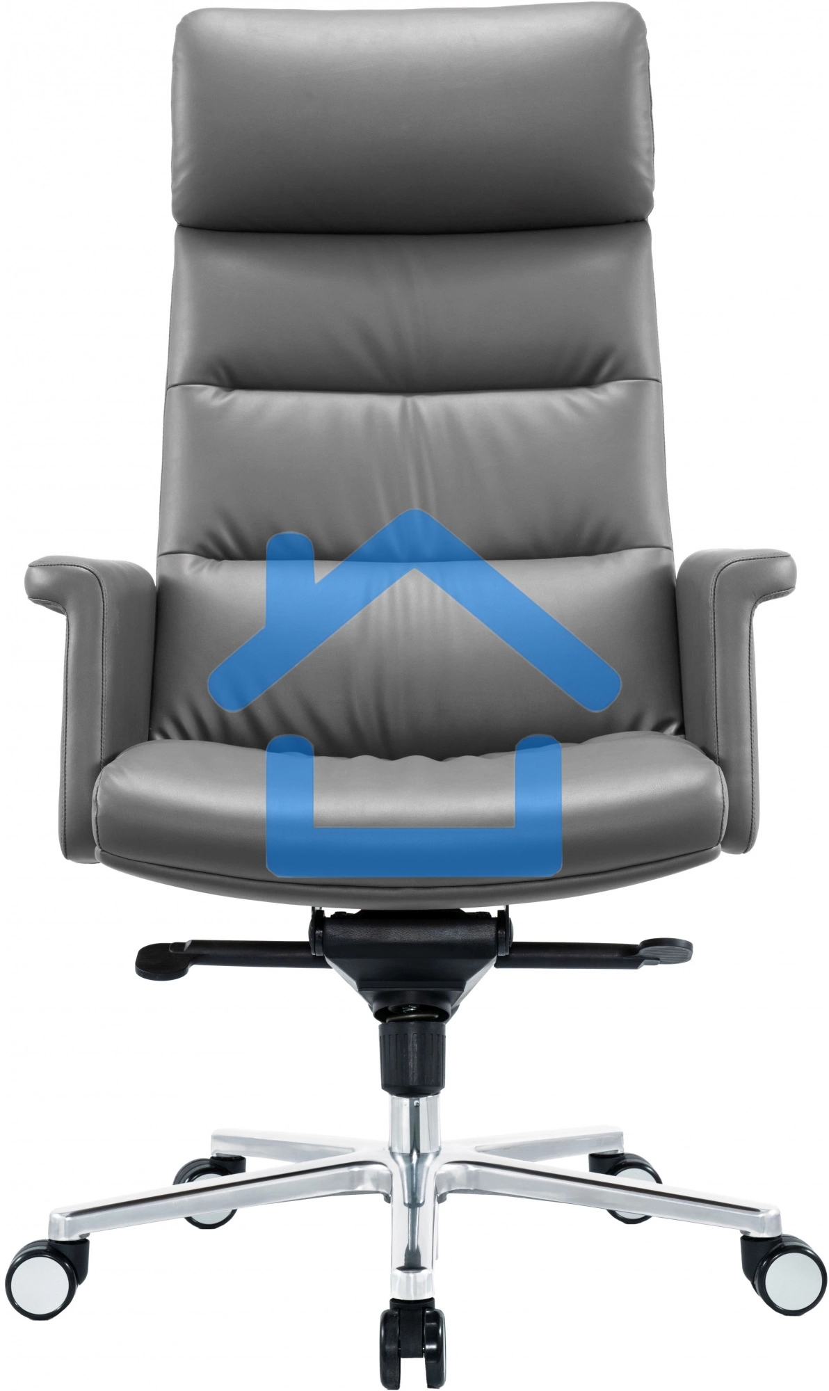 Кресло руководителя Cactus CS-LGR-DUBLIN темно-серый, сиденье темно-серый, кожа, крестов. алюминий