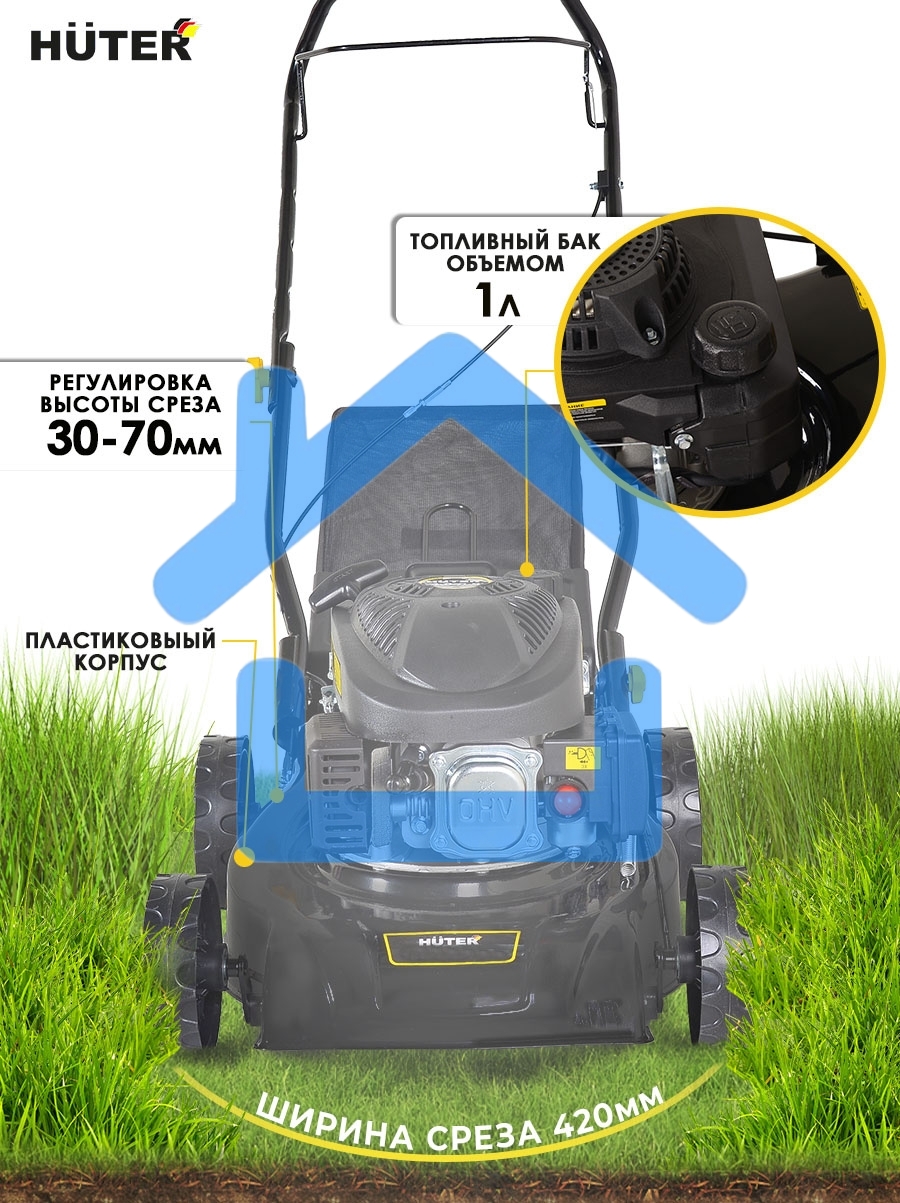 Газонокосилка бензиновая GLM-420LT Huter