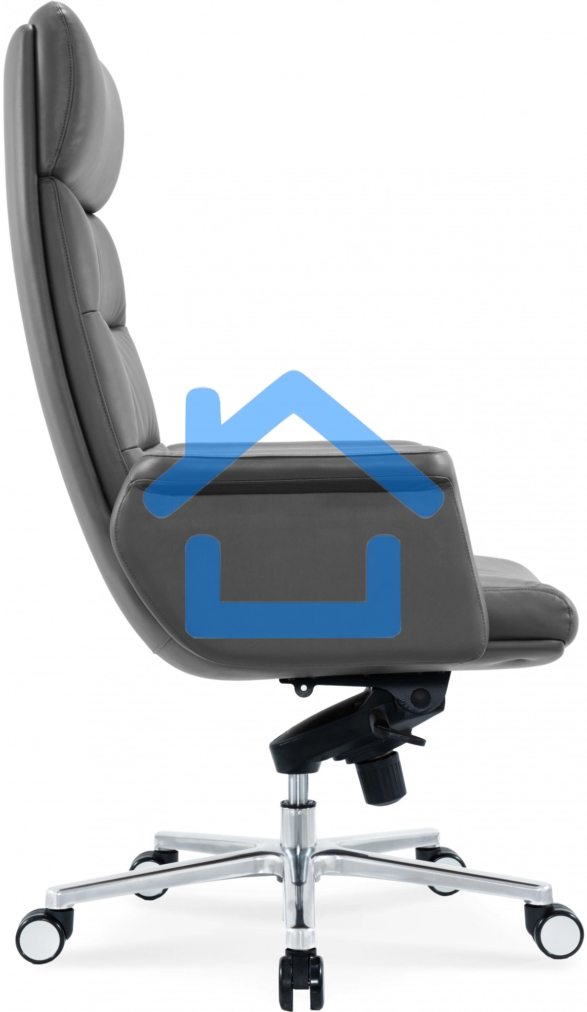 Кресло руководителя Cactus CS-LGR-DUBLIN темно-серый, сиденье темно-серый, кожа, крестов. алюминий