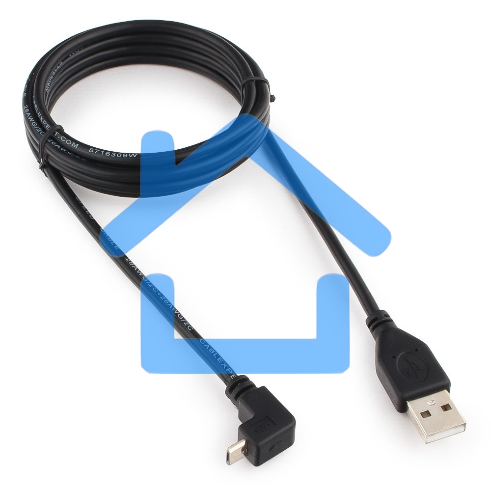 Кабель Gembird/Cablexpert Pro CCP-mUSB2-AMBM90-6, AM/microBM 5P, 1,8м, угловой, экран, черный