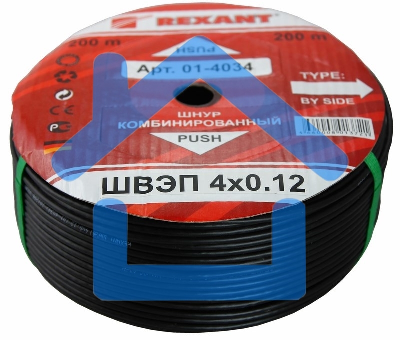 Кабель ШВЭП (ШСМ) 4x0,12 мм² (бухта 200 м) черный Rexant