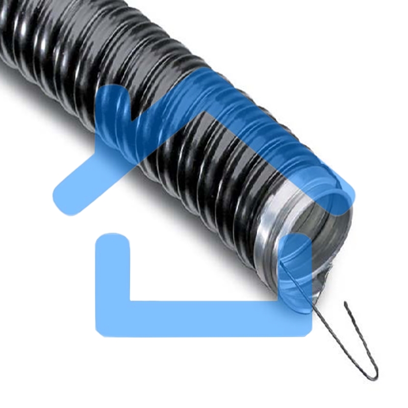 Металлорукав в ПВХ изоляции МРПИнг-32 (бухта 20 м/уп.) с зондом, черный Rexant