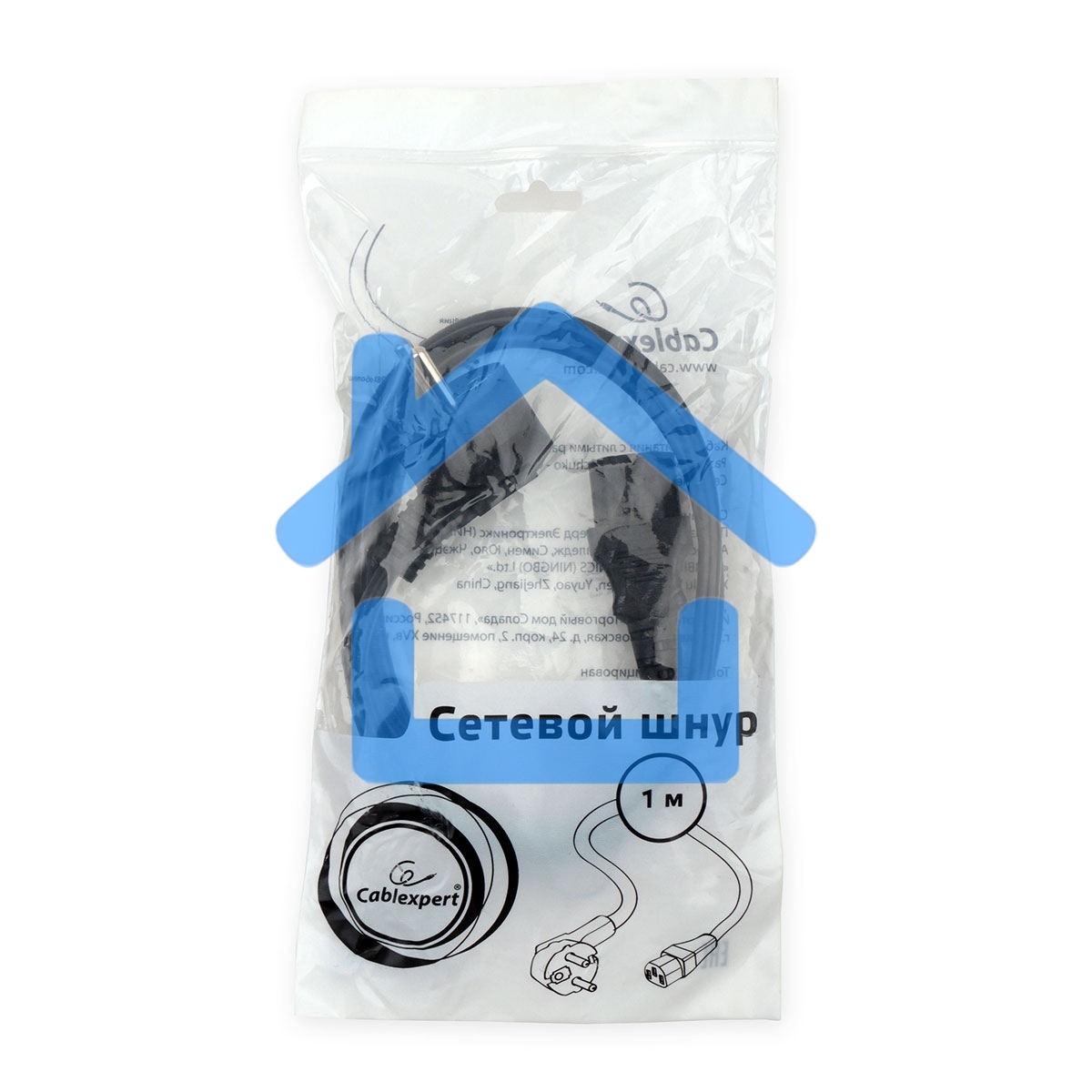 Кабель питания Cablexpert PC-186-1M, 1м, Schuko- C13, 6А, черный, с заземлением