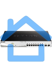 Коммутатор D-Link DGS-1210-10MP/F1A Настраиваемый коммутатор WebSmart с 8 портами 10/100/1000Base-T и 2 портами 1000Base-X SFP (8 портов с поддержкой PoE 802.3af/802.3at (30 Вт), PoE-бюджет 130 Вт)