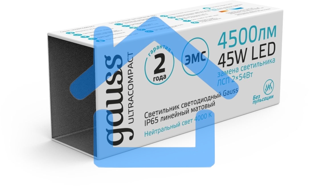 Светильник светодиодный Gauss 45Вт 4000К IP65 линейный матовый 1/30