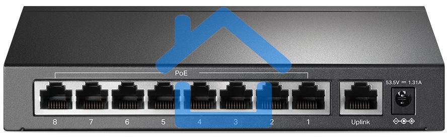 Коммутатор 9-port 10/100Mbps unmanaged switch with 8 PoE+ ports, compliant with 802.3af/at PoE, 65W PoE budget, support 250m Extend Mode, Priority mode and Isolation mode, desktop mount, plug and play.