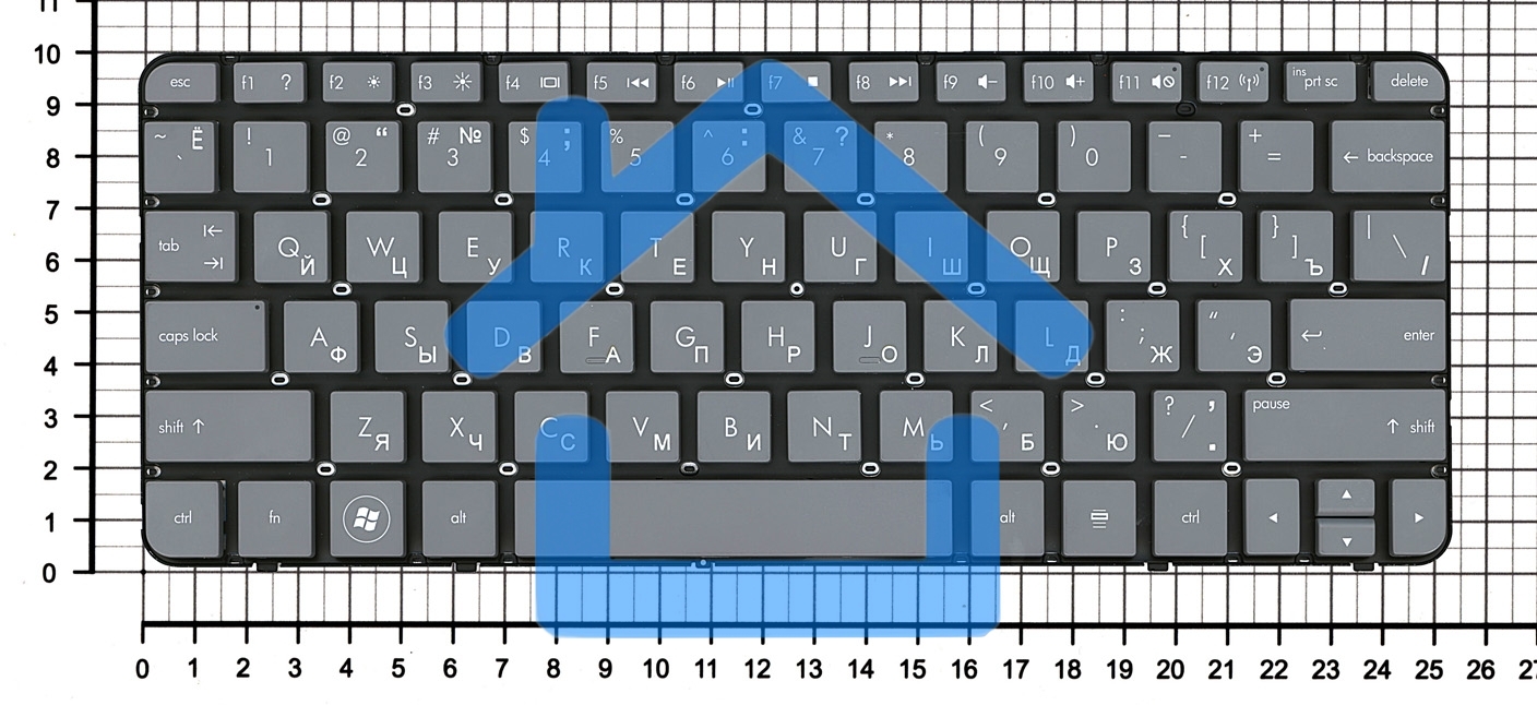 Клавиатура для ноутбука HP Mini 100E темно-серая