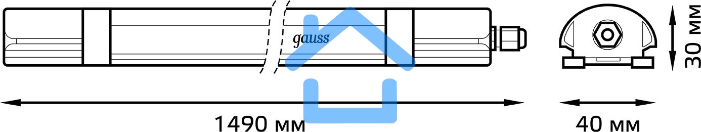 Светильник светодиодный Gauss 45Вт 4000К IP65 линейный матовый 1/30