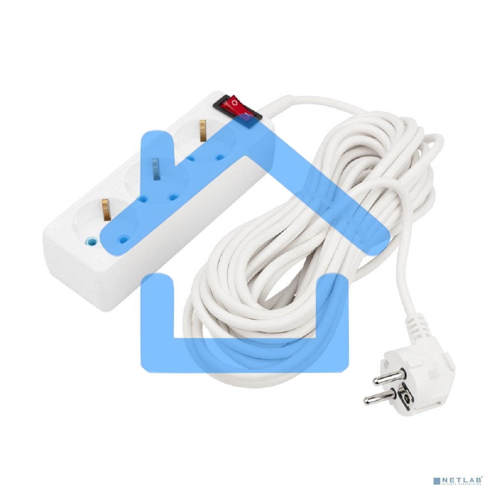 Удлинитель PROconnect 3 гнезда, 10 м, 3х0.75 мм², с/з, с кнопкой, белый