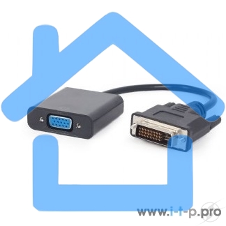 Переходник DVI-D-VGA Cablexpert A-DVID-VGAF-01, 25M/15F, длина кабеля 0,2м, черный, пакет