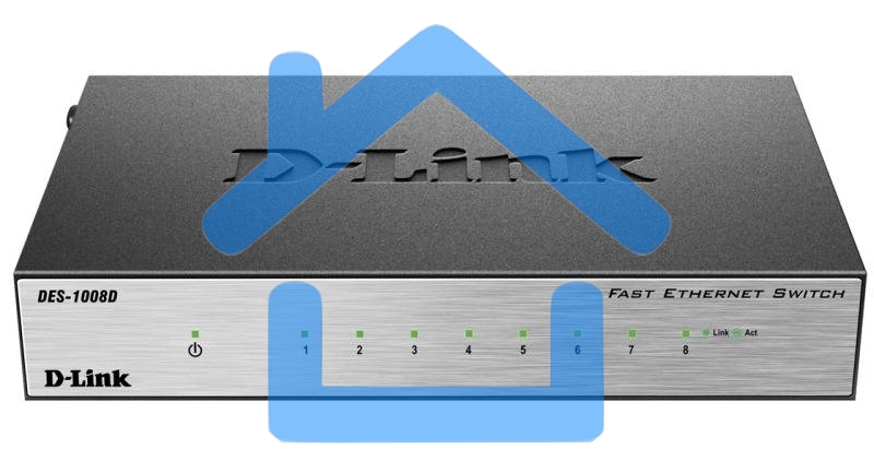 Неуправляемый коммутатор с 8 портами 10/100Base-TX D-Link DES-1008D/(K2A/K3A)RU/J1A/J2A/L2A/L2B
