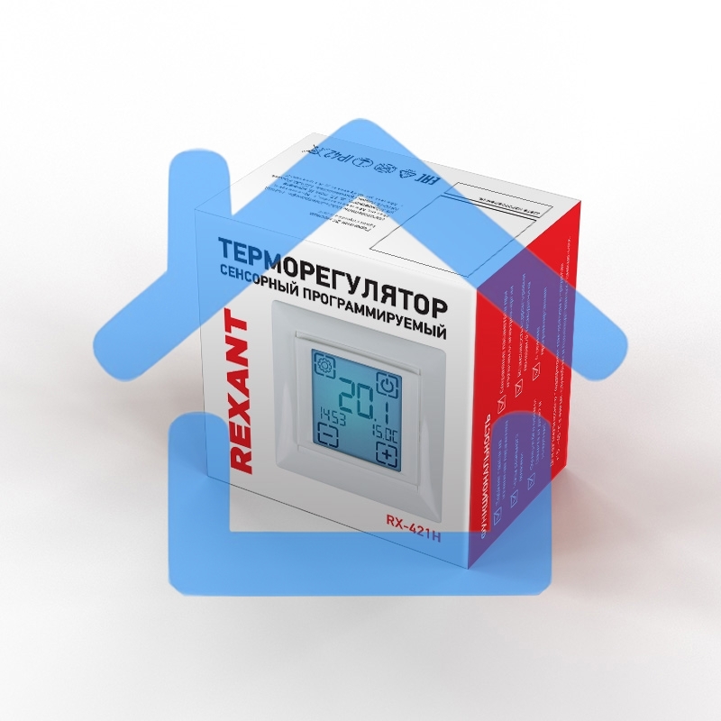 Терморегулятор сенсорный программируемый Rexant RX-421H, бежевый, совместим с Legrand серии Valena