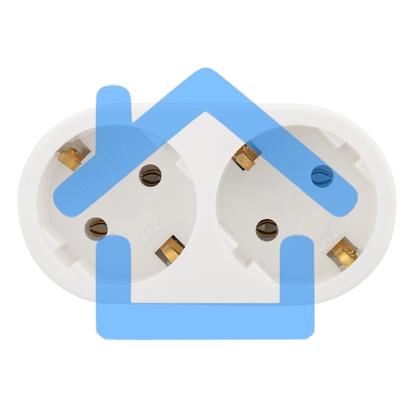 Набор двойников электрических Rexant 16 А с заземлением, белый (2 шт./уп.)