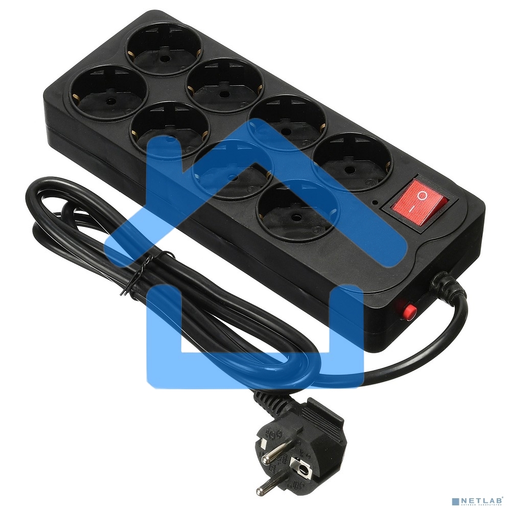 Сетевой фильтр Buro 800SH-1.8-B 1.8м (8 розеток) черный (коробка)