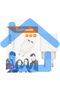 Сетевое З/У GoPower GP2U 2USB 2.4A 12W белый (1/108)