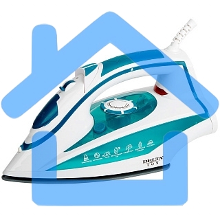 Утюг Delta LUX DL-352 бирюзовый (бирюзовый 2200 Вт, подошва с керамическим покрытием, сухое глажение, разбрызгивание воды, отпаривание, антинакипь, антикапля, паровой удар, самоочистка, вертикальное отпаривание, свет. индикатор,терморегулятор, мерный стак