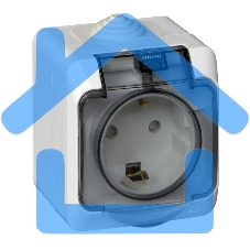 Розетка 1-м ОП Этюд 16А с защ. крышкой защ. шторки с заземл. IP44 белый SchE PA16-044B
