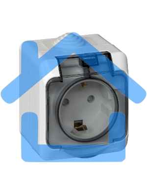 Розетка 1-м ОП Этюд 16А с защ. крышкой защ. шторки с заземл. IP44 белый SchE PA16-044B