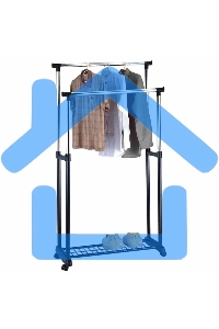 Вешалка напольная Рыжий кот GR-03A (2 перекладины, с сеткой внизу), размер: 75*42*90-160см