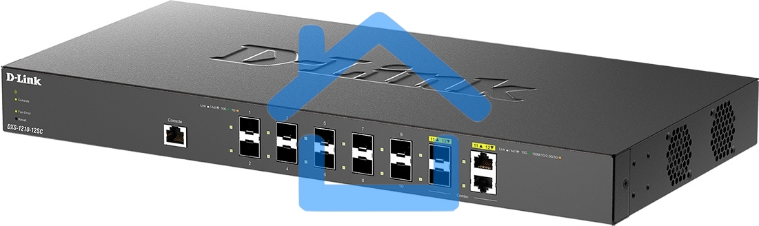 Настраиваемый L2+ коммутатор D-Link DXS-1210-12SC/B1A PROJ с 10 портами 10Gbase-X SFP+ и 2 комбо?портами 10Gbase-T/SFP+