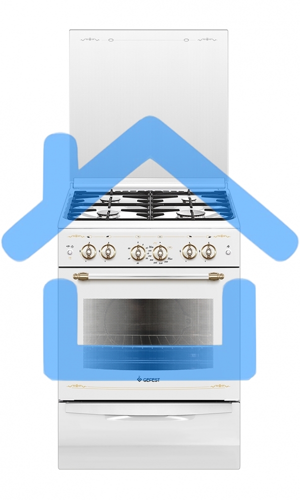 Плита газовая Gefest ПГ 6100-02 0181 белый, конфорок 4 шт, духовка 52 л, 60 см x 85 см x 60 см