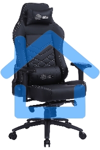 Кресло игровое Cactus CS-CHR-0112BL черный, сиденье черный, эко.кожа, с подголов. крестовина металл, пластик черный