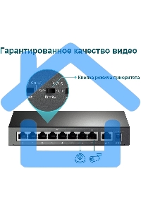 Коммутатор 9-port 10/100Mbps unmanaged switch with 8 PoE+ ports, compliant with 802.3af/at PoE, 65W PoE budget, support 250m Extend Mode, Priority mode and Isolation mode, desktop mount, plug and play.