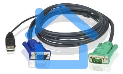Шнур, мон+клав+мышь USB ATEN, SPHD15=>HD DB15+USB A-Тип, Male-2xMale, 8+4 проводов, опрессованный, 3 метр., черный, (2L-5203U)