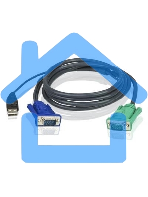 Шнур, мон+клав+мышь USB ATEN, SPHD15=>HD DB15+USB A-Тип, Male-2xMale, 8+4 проводов, опрессованный, 3 метр., черный, (2L-5203U)