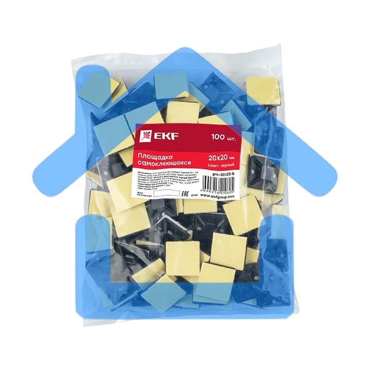 Площадка EKF plc-20x20-b самоклеящаяся (20х20мм.) черная (100шт.) EKF
