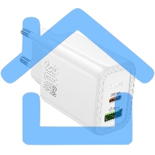 Зарядное устройство Hoco 30Вт, 3А, QC3.0/PD, 1xUSB, 1xType-C, N63, белый, коробка