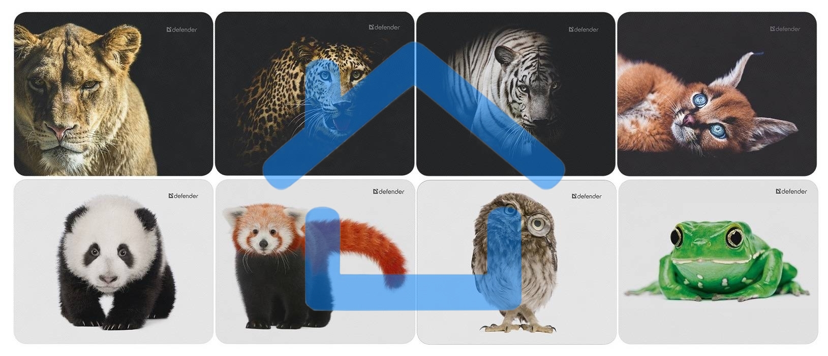 Коврик для мыши Defender Wild Animals и, 220x180x2 мм, 8 видов