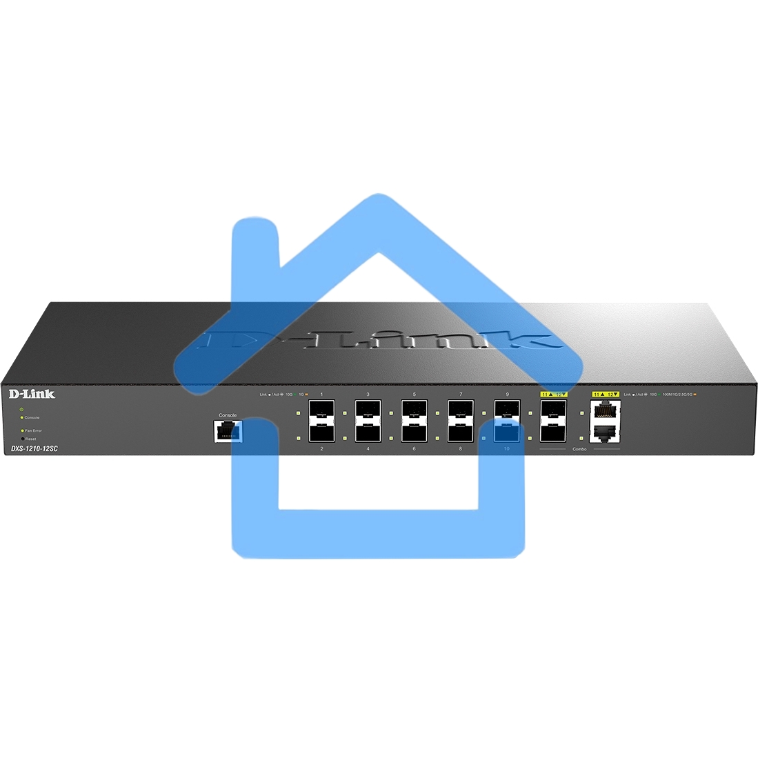 Настраиваемый L2+ коммутатор D-Link DXS-1210-12SC/B1A PROJ с 10 портами 10Gbase-X SFP+ и 2 комбо?портами 10Gbase-T/SFP+